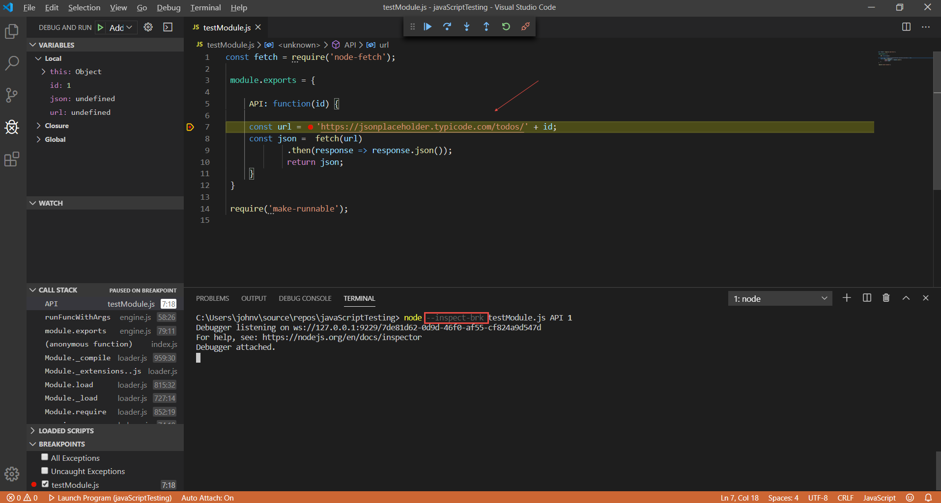 Visual studio node